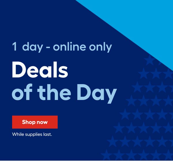 1 day - online only Deals of the Day.