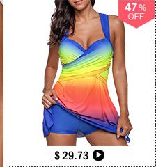 Criss Cross Back Gradient Print Swimdress and Shorts