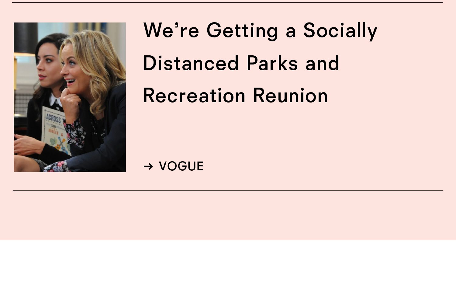 We're getting socially distanced Parks and Recreation