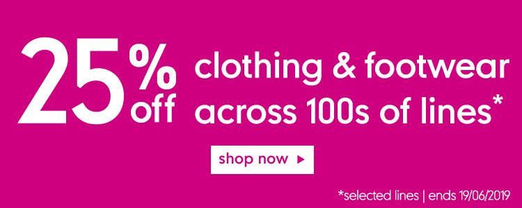 25% off selected clothing