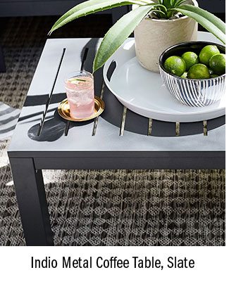Indio Metal Coffee Table, Slate