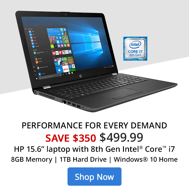 Save $350 Now $499.99 HP 15.6 Laptop with 8th Gen Intel Core i7