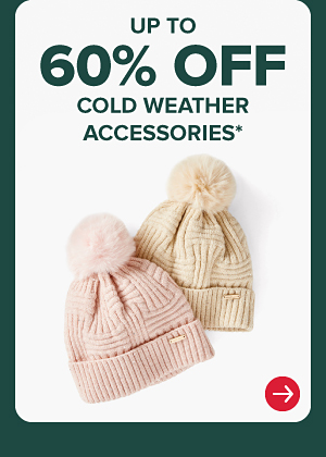 Two winter caps. Up to 60% off cold weather accessories.