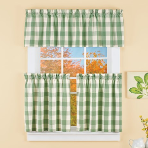 New! $9.99 to $14.99 - Brighton Checkered Window Cafe Curtains
