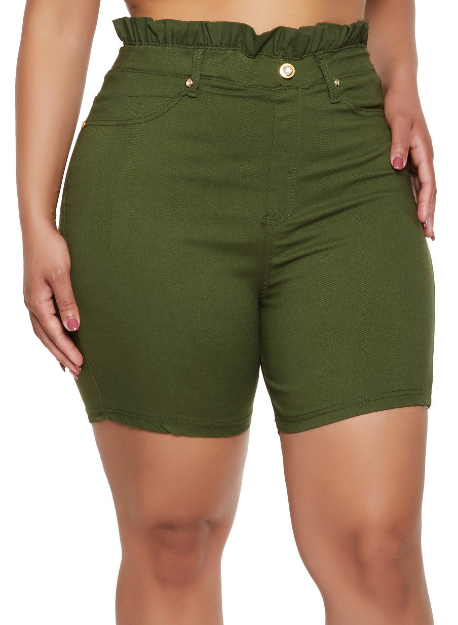 Plus Size Paper Bag Waist Bermuda Shorts