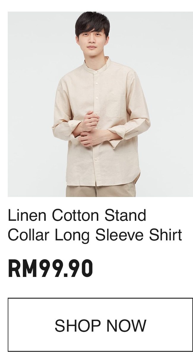 MEN LINEN COTTON STAND COLLAR SHIRT