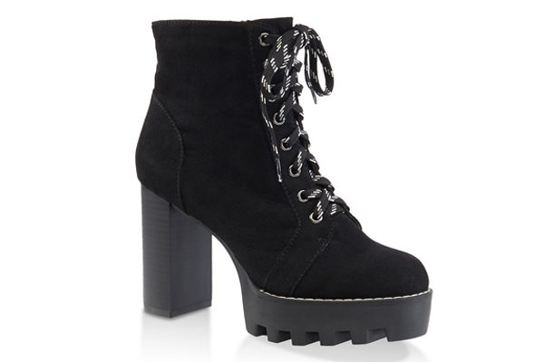 Lace Up Platform High Heel Booties