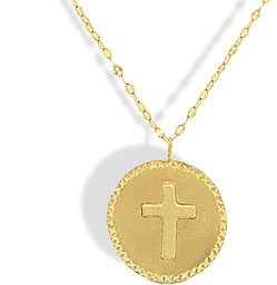 10K Yellow Gold Circle Cross Necklace