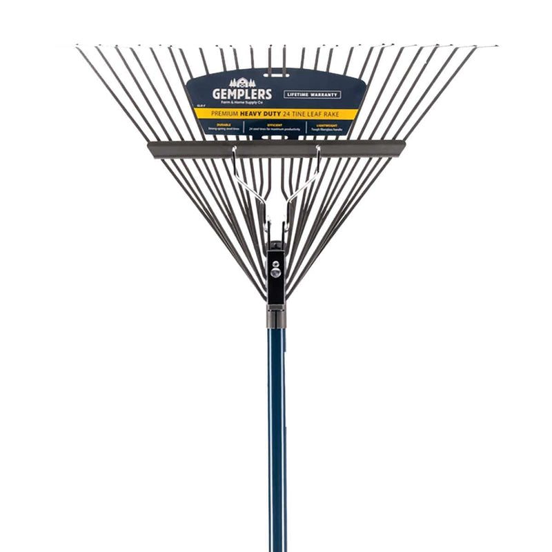 Gemplers 24-Tine Spring Brace Steel Leaf Rake with Fiberglass Handle