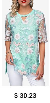 Faux Pearl Embellished Keyhole Neckline Blouse