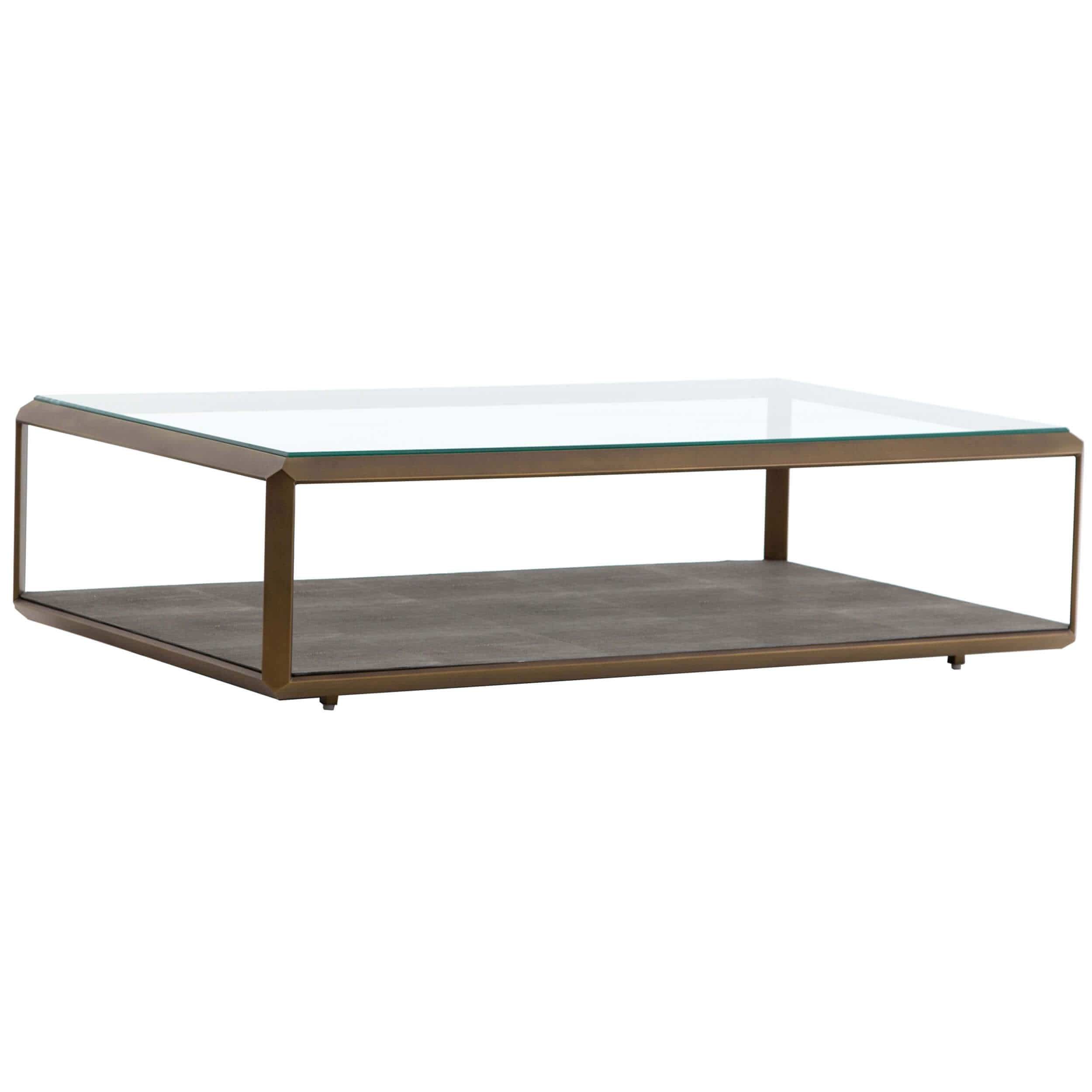 Image of Shagreen Shadow Box Coffee Table, Brass