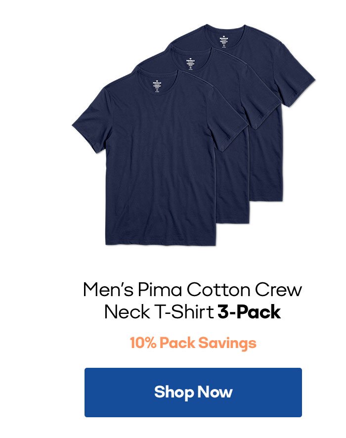 Men's Pima Cotton Crew Neck T-Shirt 3-Pack 10% Pack Savings Shop Now