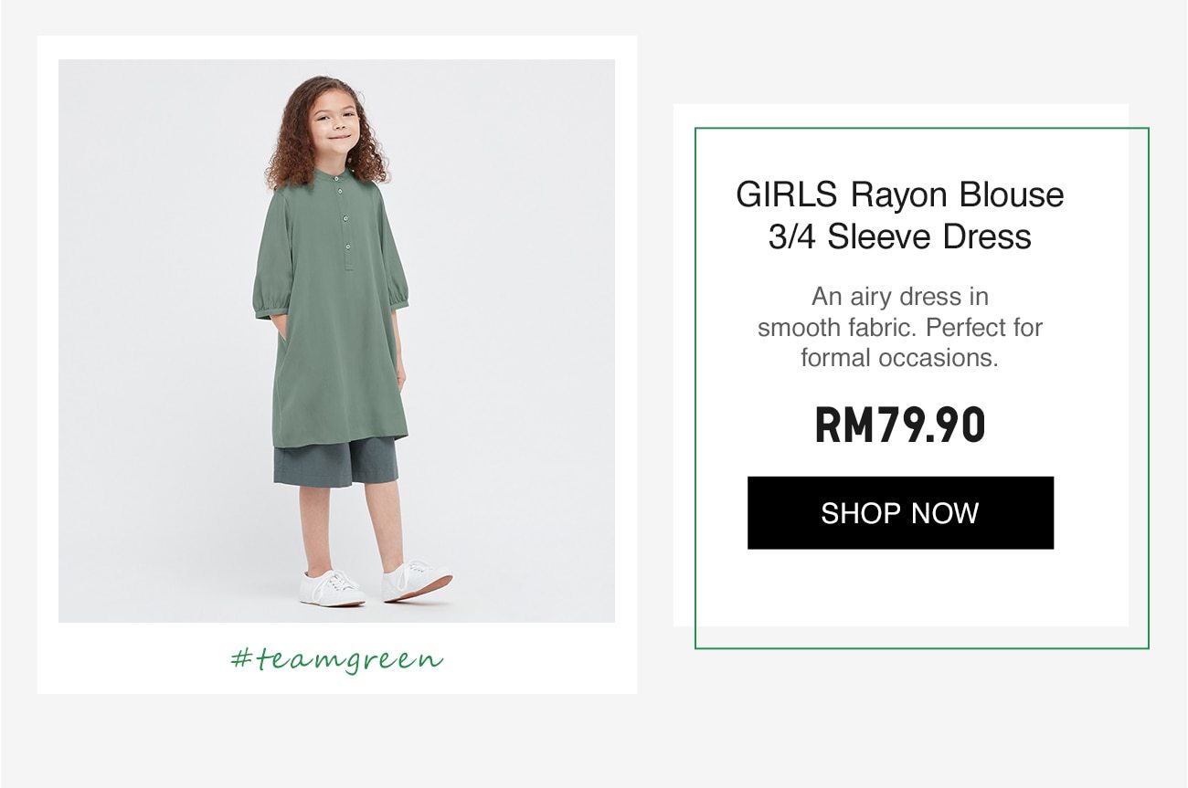 GIRLS Rayon Blouse 3/4 Sleeve Dress