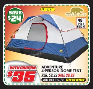 Golden Bear Adventure 4-Person Dome Tent