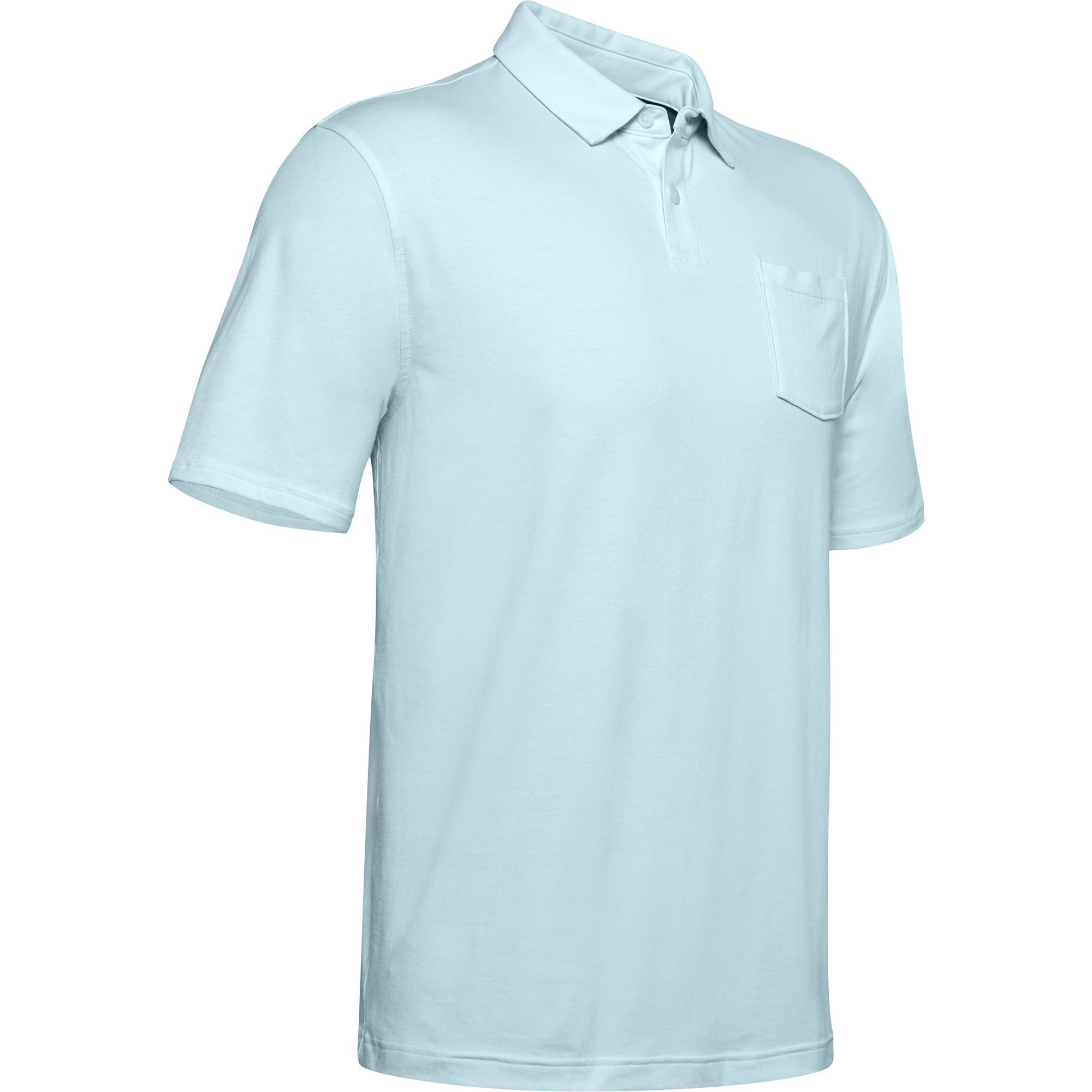 Men's Charged Cotton Scramble Short Sleeve Polo Shirt in Light Blue Size Medium