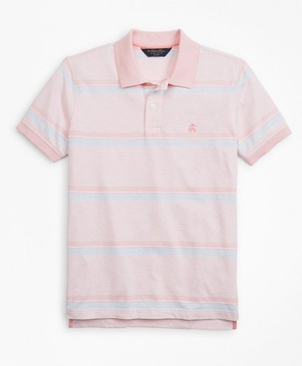 Original Fit Cotton and Linen Horizontal Stripe Polo Shirt