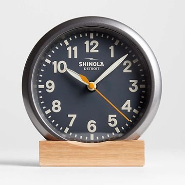 Shinola Runwell Gunmetal Grey Desk Clock