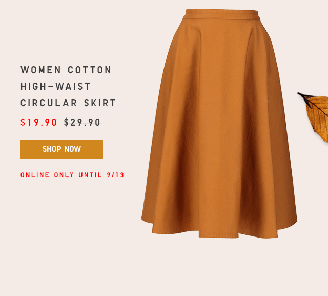 SWINGY SKIRT - WOMEN COTTON HIGH-WAIST CIRCULAR SKIRT $19.90 - SHOP NOW