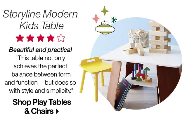 Storyline Modern Kids Table. Beautiful and practical "This table not only achieves the perfect balance between form and function-but does so with style and simplicity." Shop Play Tables & Chairs.