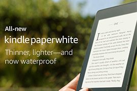 All-new Kindle Paperwhite 6 Glare-free eBook Reader (IPX8 Waterproof) w/ Built-in Light, 8GB Storage