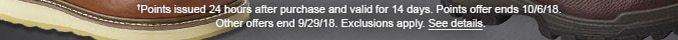 †Points issued 24 hours after purchase and valid for 14 days. Points offer ends 10/6/18. Other offer ends 9/29/18. Exclusions apply. See details.