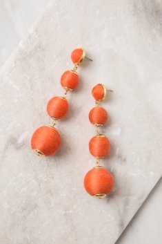 Orange Ball Drop Earrings