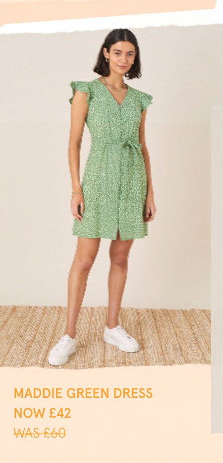 Maddy printed jersey dress green £42.00 Price reduced from£60.00