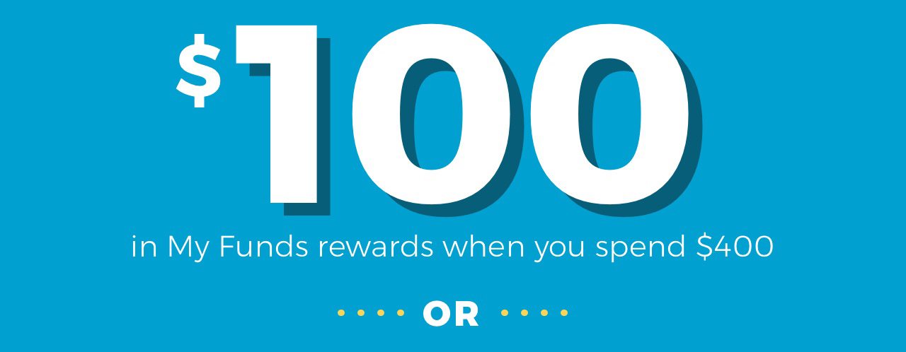 OR $100 in My Funds rewards when you spend $400 on select furniutre, bedding and gear.