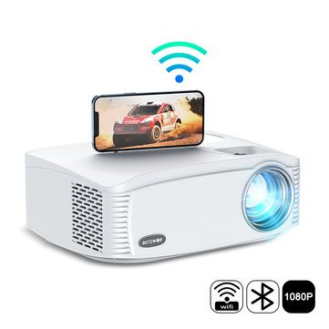 BlitzWolf®BW-VP15 1080P Projector WIFI Cast Screen 3D Native 1080P 7000 Lumens Bluetooth Keystone Correction Zoom 5000:1 Contrast Ration 2022 Upgraded Outdoor Movie Home Theater Without Screen Compatible USB HDMI VGA AV