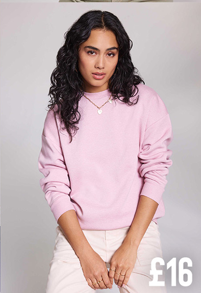 Womens Pink Plain Relaxed Sweatshirt