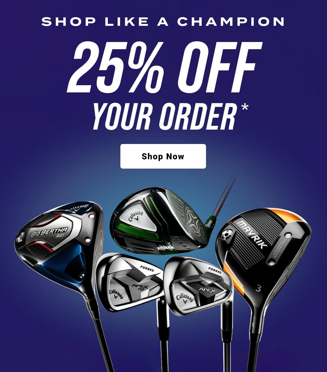 shop like a champion twenty five percent off your order - shop now