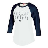 Women's Mitchell & Ness White/Navy Dallas Cowboys Tight Defense Raglan 3/4-Sleeve T-Shirt