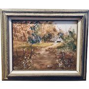 New England farm in Autumn - signed watercolor (Lois Caddy Lawrence)