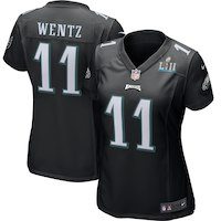 Women's Philadelphia Eagles Carson Wentz Nike Black Super Bowl LII Bound Patch Game Event Jersey