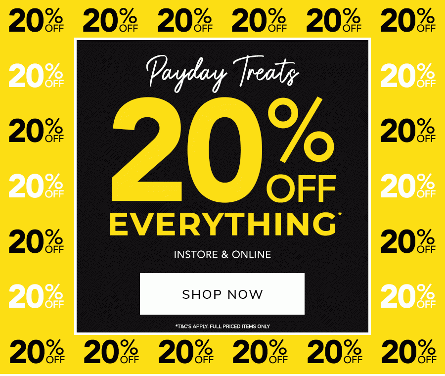 20% off everything main header gif