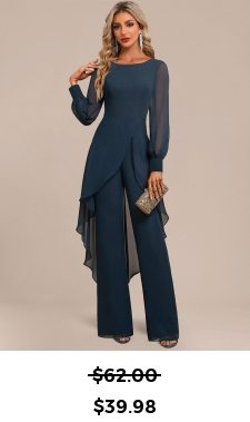 ROTITA Patchwork Navy Long Scoop Neck Jumpsuit