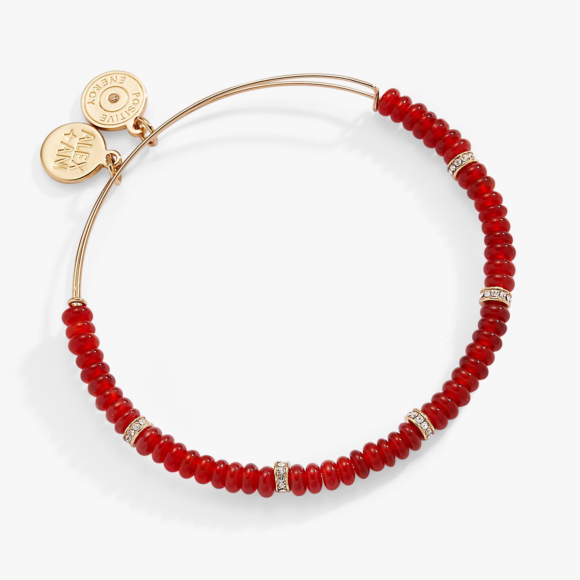 Image of Red Semi-Precious Rondelle Beaded Bangle