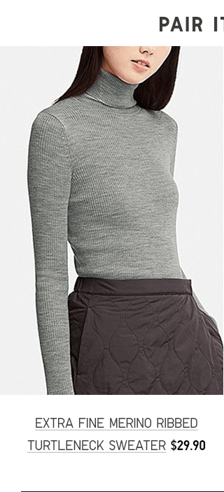 EXTRA FINE MERINO RIBBED TURTLENECK SWEATER $29.90