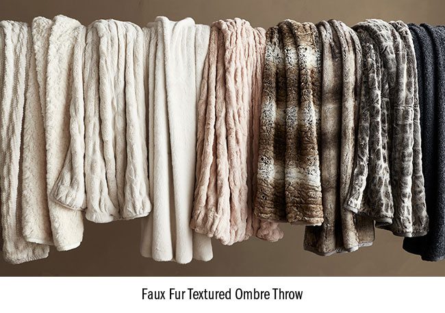 Faux Fur Textured Ombre Throw