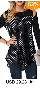 Polka Dot Print Cold Shoulder Blouse