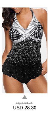 Polka Dot Print Halter Neck Layered Tankini Set