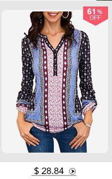 Button Front Roll Tab Sleeve Printed Blouse