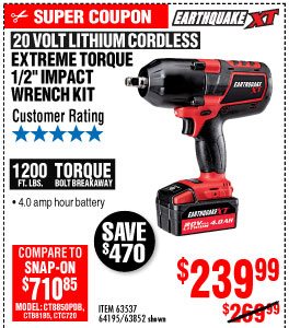 20V Max Lithium 1/2 in. Cordless Xtreme Torque Impact Wrench Kit