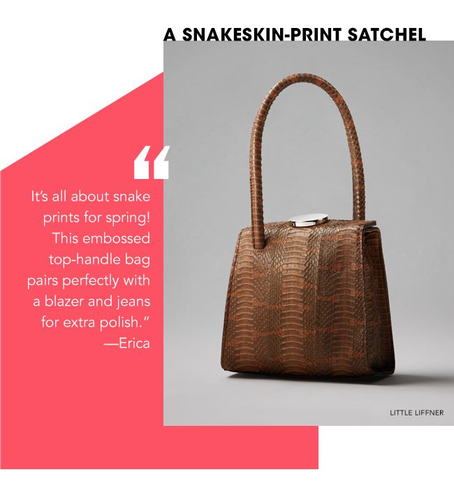 a snakeskin print satchel