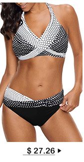 Polka Dot Print Halter Neck Bikini Set