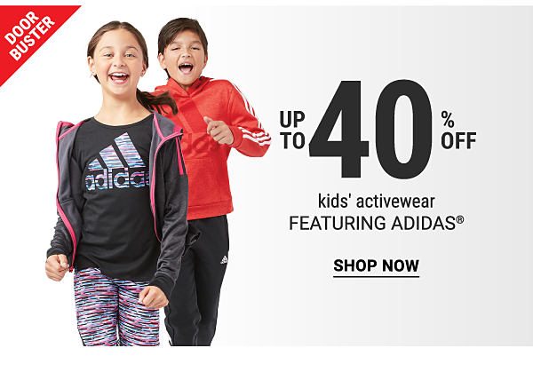 Doorbuster - Up to 40% off kids' activewear featuring adidas®. Shop Now.