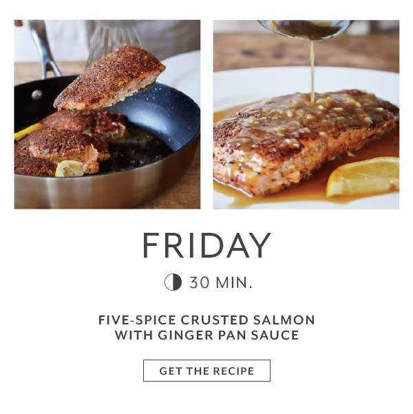 Friday Five-Spice Crusted Salmon with Ginger Pan Sauce