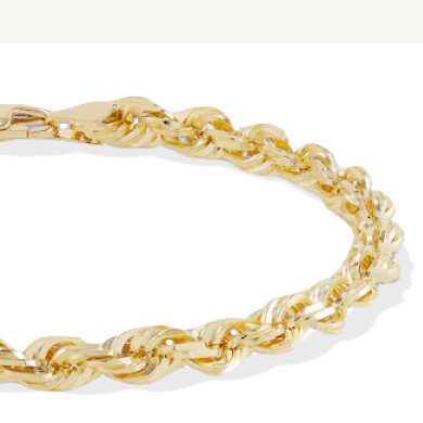 Solid Rope Chain Bracelet 5.5mm 14K Yellow Gold 8.5''