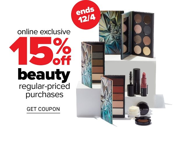 Online Exclusive - 15% off Beauty Regular-Priced Purchases, ends 12/4 - Get Coupon