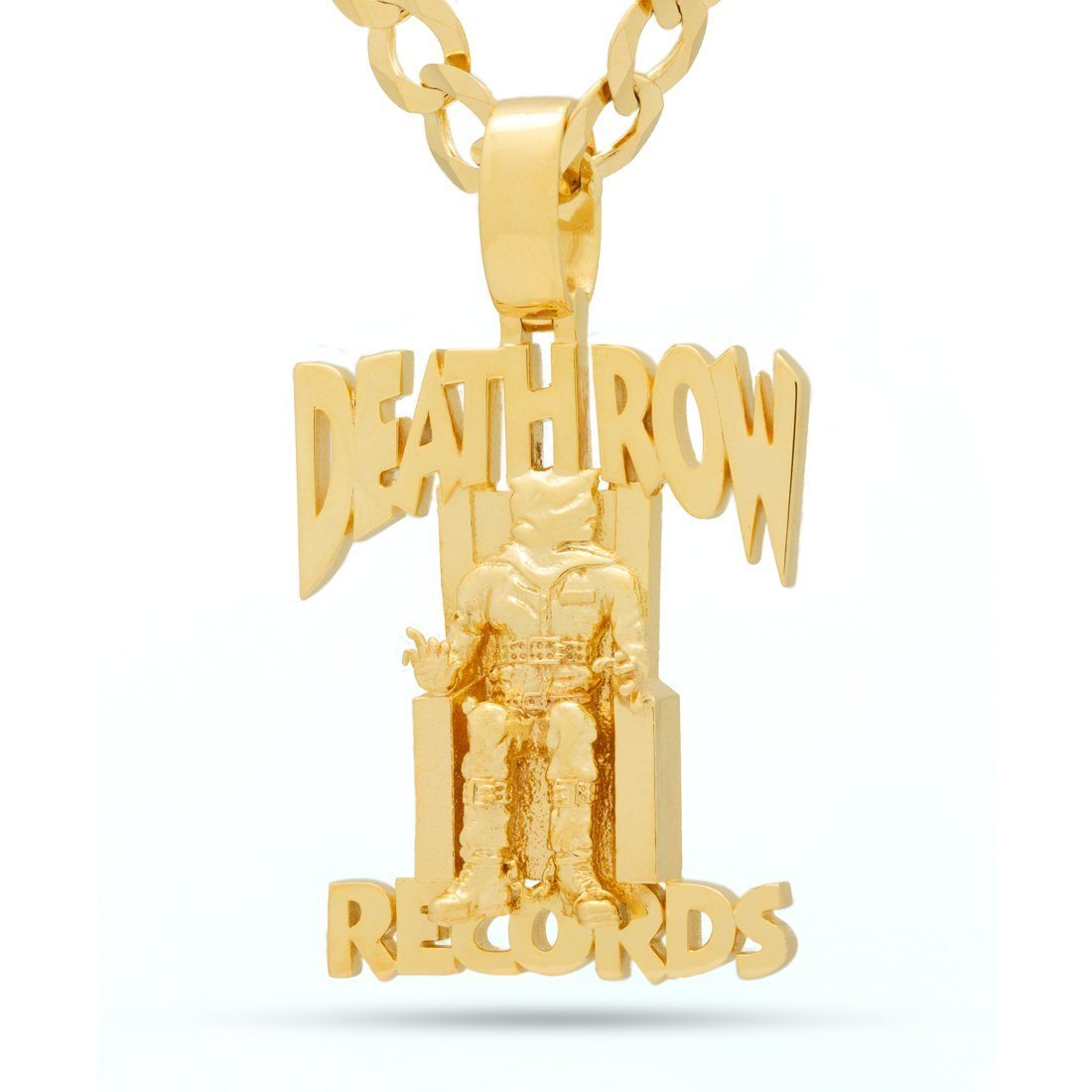 14K Solid Gold Death Row x King Ice Logo Necklace
